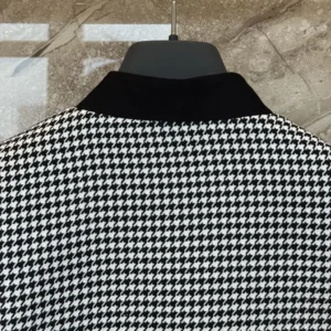 Dior Women Cropped Jacket Black and White Houndstooth Virgin Wool Blend