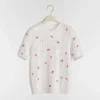 Dior Women Dioramour Embroidered Short-Sleeved Sweater Ecru Cashmere Cable-Knit