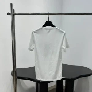 Dior Women Fitted T-Shirt White Cotton Jersey with Green Dior Clover Motif 623T13A4276