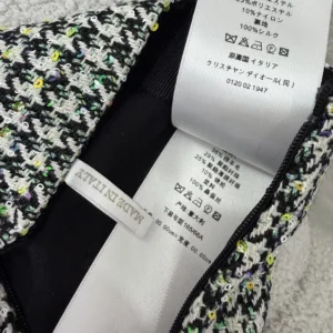 Dior Women Flared Miniskirt Black and White Houndstooth Virgin Wool Blend with Multicolor Sequins