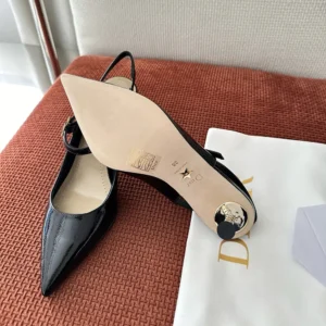 Dior Women Icon Slingback Pump Black Crinkled Patent Calfskin KCV499GPC