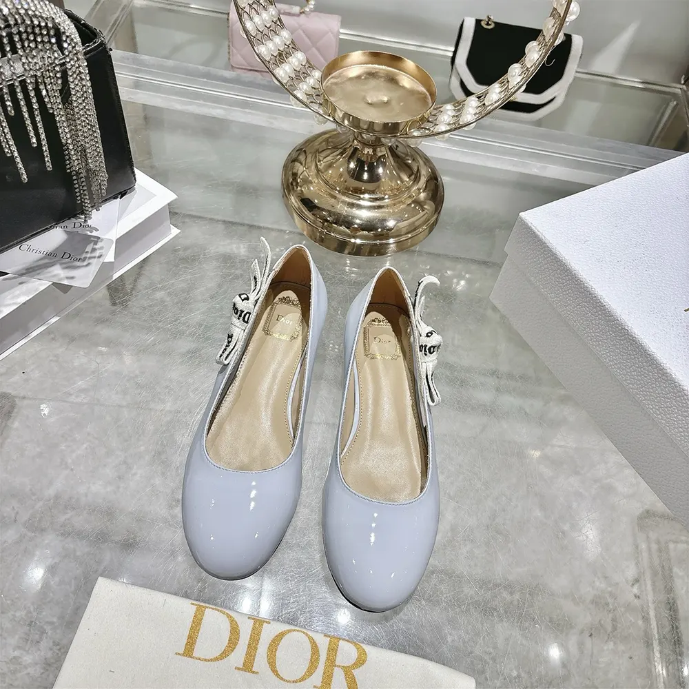 Dior Women J'Adior Ballet Flat Ice Lagoon Patent Calfskin KCF159VNI