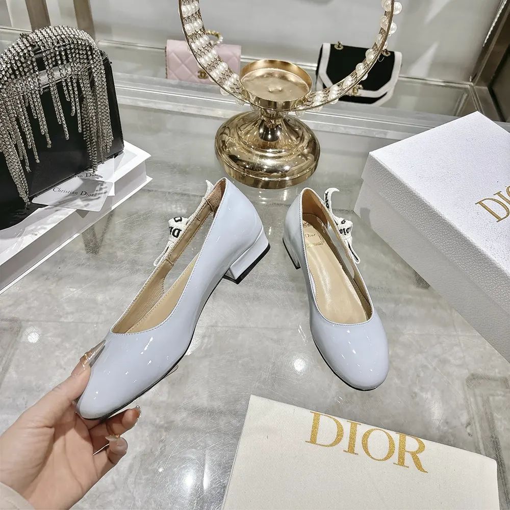 Dior Women J'Adior Ballet Flat Ice Lagoon Patent Calfskin KCF159VNI 6 Dior Women J'Adior Ballet Flat Ice Lagoon Patent Calfskin KCF159VNI