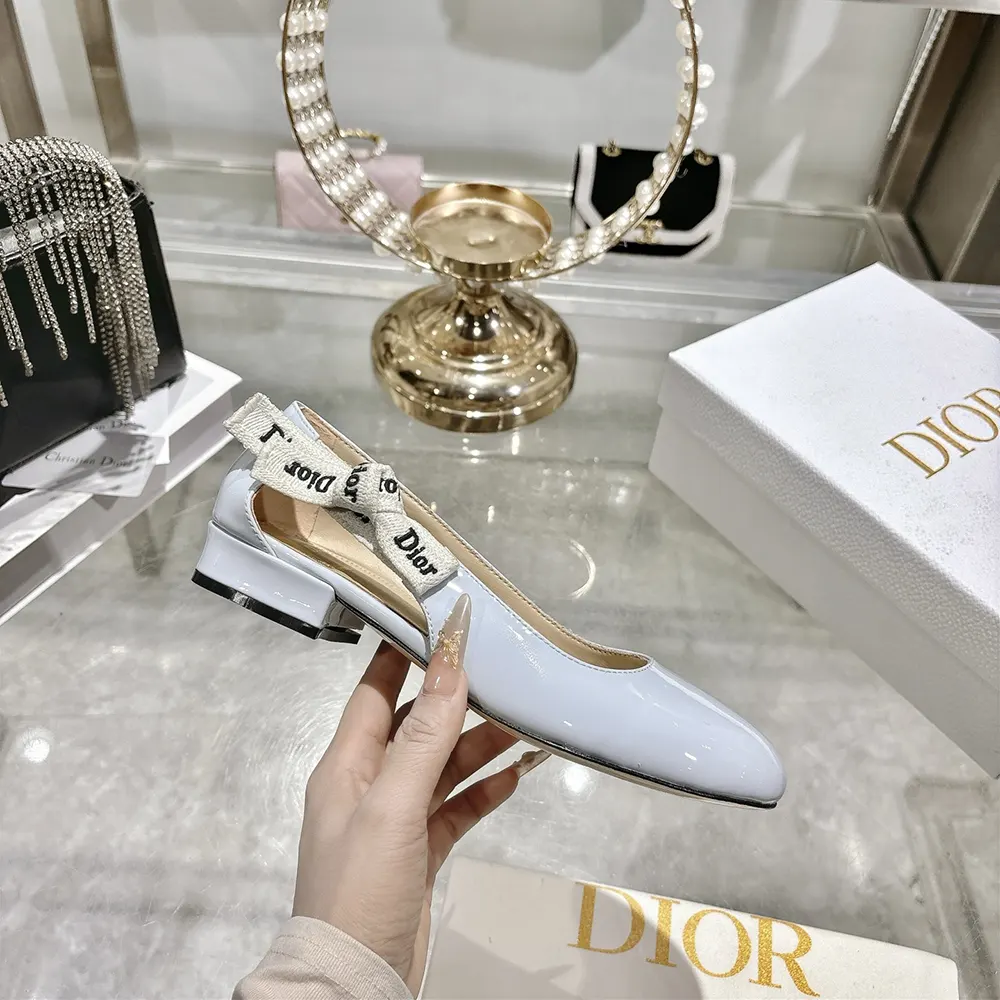 Dior Women J'Adior Ballet Flat Ice Lagoon Patent Calfskin KCF159VNI 7 Dior Women J'Adior Ballet Flat Ice Lagoon Patent Calfskin KCF159VNI