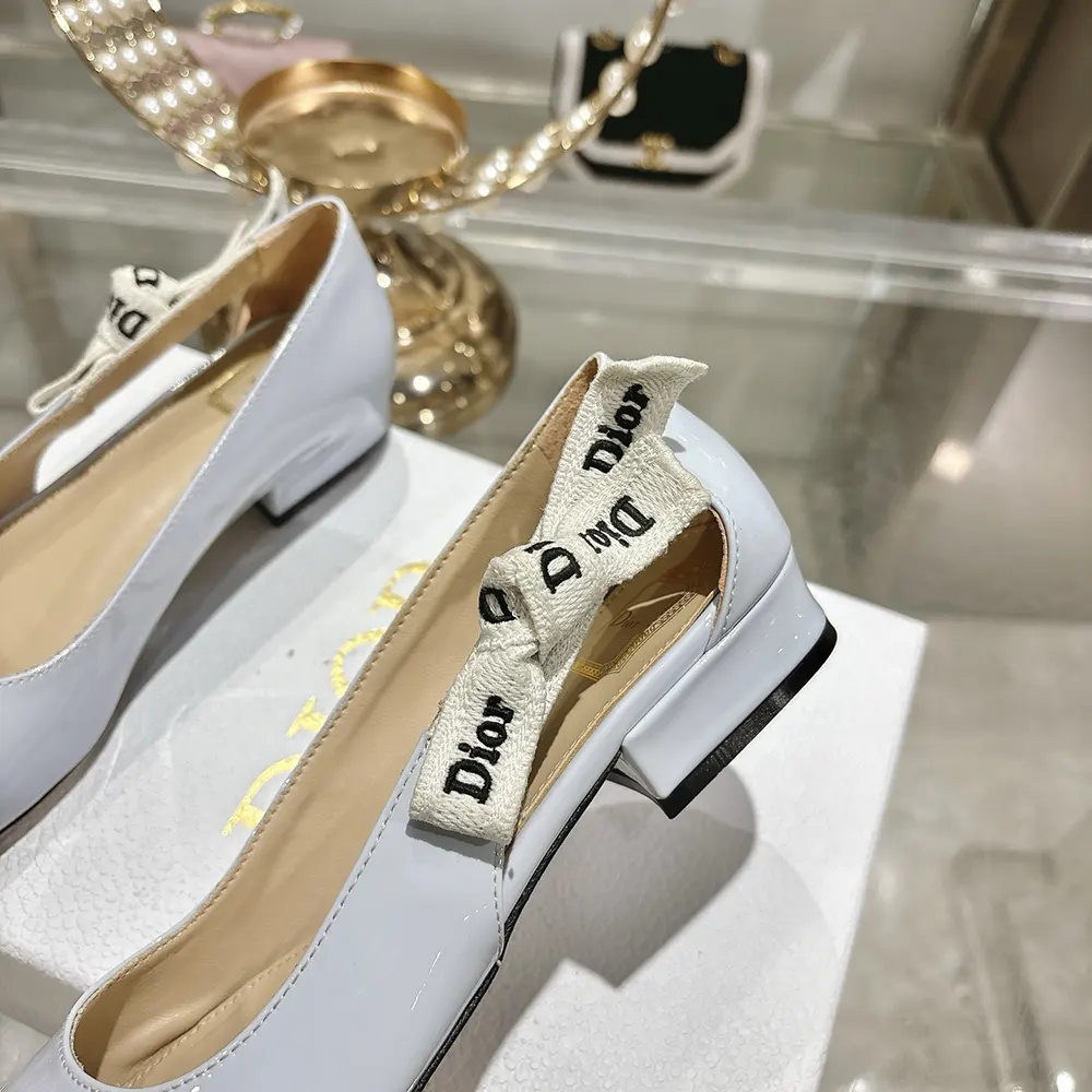 Dior Women J'Adior Ballet Flat Ice Lagoon Patent Calfskin KCF159VNI 9 Dior Women J'Adior Ballet Flat Ice Lagoon Patent Calfskin KCF159VNI