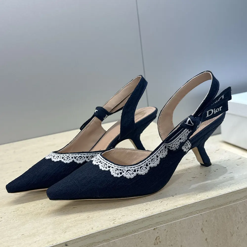 Dior Women J'Adior Slingback Pump Blue Dior Oblique Embroidered Cotton and White Lace 5 Dior Women J'Adior Slingback Pump Blue Dior Oblique Embroidered Cotton and White Lace