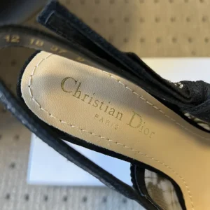 Dior Women J’Adior Slingback Pump Transparent Mesh Embroidered with Black Millefiori Motif