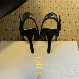 Dior Women J’Adior Slingback Pump Transparent Mesh Embroidered with Black Millefiori Motif