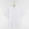 Dior Women Médaillon Embroidered Short-Sleeved Blouse White Cotton Poplin