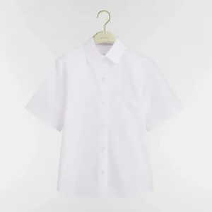 Dior Women Médaillon Embroidered Short-Sleeved Blouse White Cotton Poplin