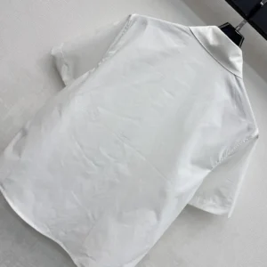 Dior Women Médaillon Embroidered Short-Sleeved Blouse White Cotton Poplin