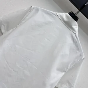 Dior Women Médaillon Embroidered Short-Sleeved Blouse White Cotton Poplin