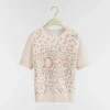 Dior Women Short-Sleeved Embroidered Sweater Multicolor Daisy Garden Cashmere Knit