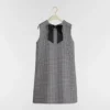 Dior Women Straight-Cut Short Dress Black and White Houndstooth Virgin Wool Blend