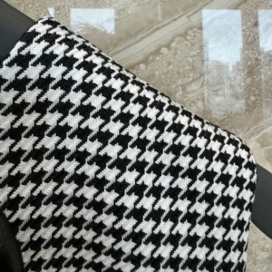 Dior Women Straight-Cut Short Dress Black and White Houndstooth Virgin Wool Blend