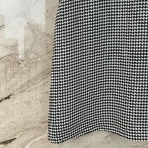 Dior Women Straight-Cut Short Dress Black and White Houndstooth Virgin Wool Blend