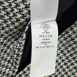 Dior Women Straight Dress Black and White Houndstooth Virgin Wool Blend with Multicolor Sequins