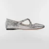 Dior Women Very Dior Ballet Flat Silver-Tone Laminated Lambskin and Glitter