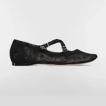 Dior Women Very Dior Ballet Flat Transparent Mesh Embroidered with Black Millefiori Motif
