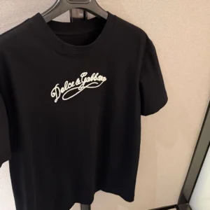 Dolce Gabbana D&G Women Jersey T-Shirt With Embroidery-Black