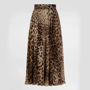 Dolce Gabbana D&G Women Leopard-Print Chiffon Circle Skirt F4CSOTIS1