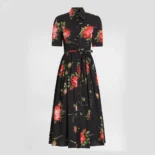 Dolce Gabbana D&G Women Rose Bouquet-Print Poplin Shirt Dress