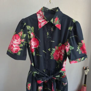 Dolce Gabbana D&G Women Rose Bouquet-Print Poplin Shirt Dress