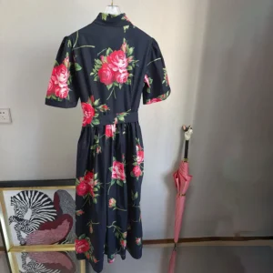 Dolce Gabbana D&G Women Rose Bouquet-Print Poplin Shirt Dress
