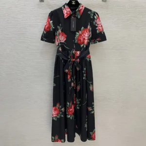 Dolce Gabbana D&G Women Rose Bouquet-Print Poplin Shirt Dress