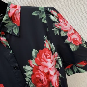 Dolce Gabbana D&G Women Rose Bouquet-Print Poplin Shirt Dress