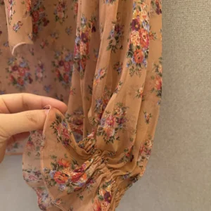 Dolce Gabbana D&G Women Small Flower Bouquets-Print Chiffon Top F7BL0TIS