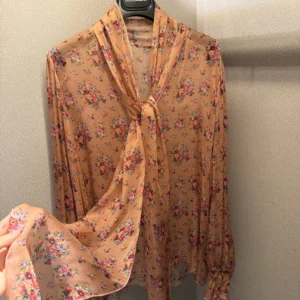 Dolce Gabbana D&G Women Small Flower Bouquets-Print Chiffon Top F7BL0TIS