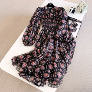 Dolce Gabbana D&G Women Small Flower Bouquets-print Chiffon Dress