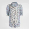 Dolce Gabbana D&G Women Small Rose-Print Chiffon Shirt