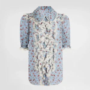 Dolce Gabbana D&G Women Small Rose-Print Chiffon Shirt