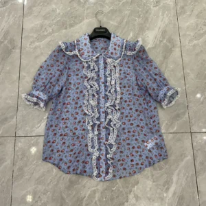 Dolce Gabbana D&G Women Small Rose-Print Chiffon Shirt