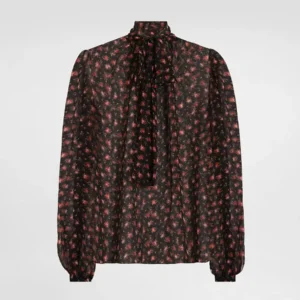 Dolce Gabbana D&G Women Small Rose-Print Chiffon Top