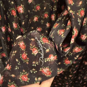Dolce Gabbana D&G Women Small Rose-Print Chiffon Top