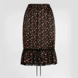 Dolce Gabbana D&G Women Small Rose-Print Skirt With Flounce
