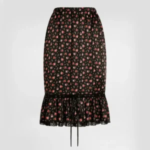 Dolce Gabbana D&G Women Small Rose-Print Skirt With Flounce