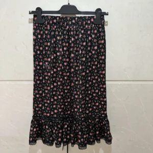 Dolce Gabbana D&G Women Small Rose-Print Skirt With Flounce