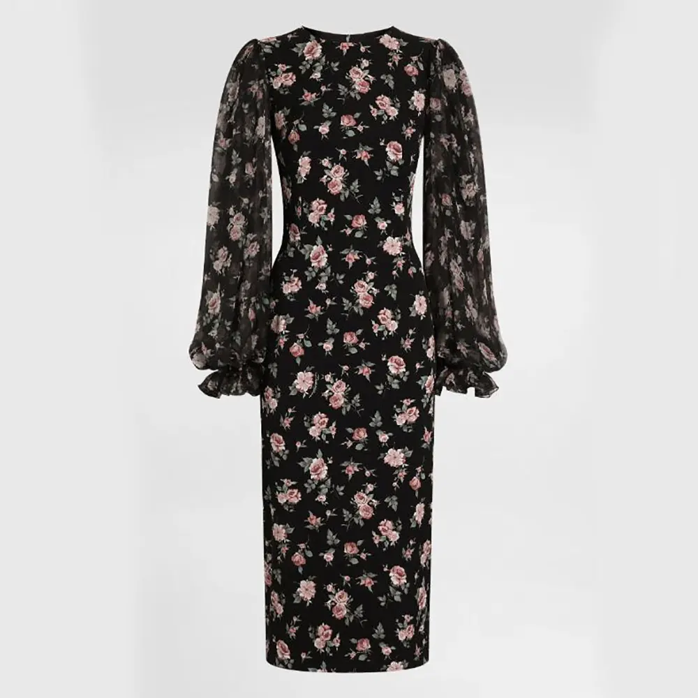 Dolce Gabbana D&G Women Vintage Roses-Print Charmeuse Dress