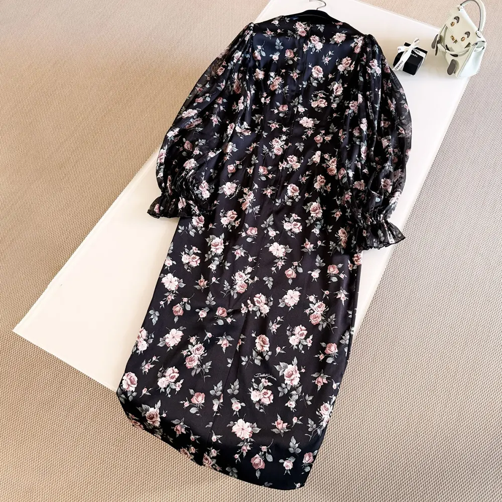 Dolce Gabbana D&G Women Vintage Roses-Print Charmeuse Dress