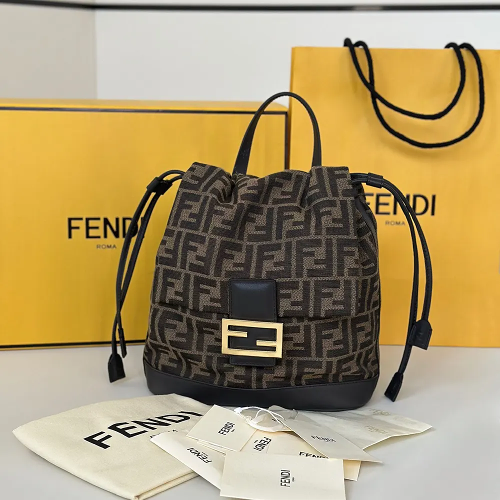 Fendi Women Brown Ff Jacquard Fabric Backpack 8BZ057AV