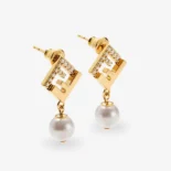 Fendi Women Forever Fendi Earrings Gold-Colored Metal Earrings With Pearls and Crystals (1)