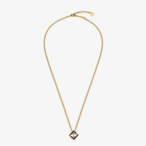 Fendi Women Forever Fendi necklace Gold-colored and Black Metal Necklace