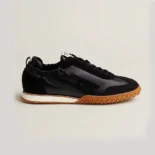 Hermes Unisex Jet Sneaker in Technical Canvas and Suede Goatskin-Black