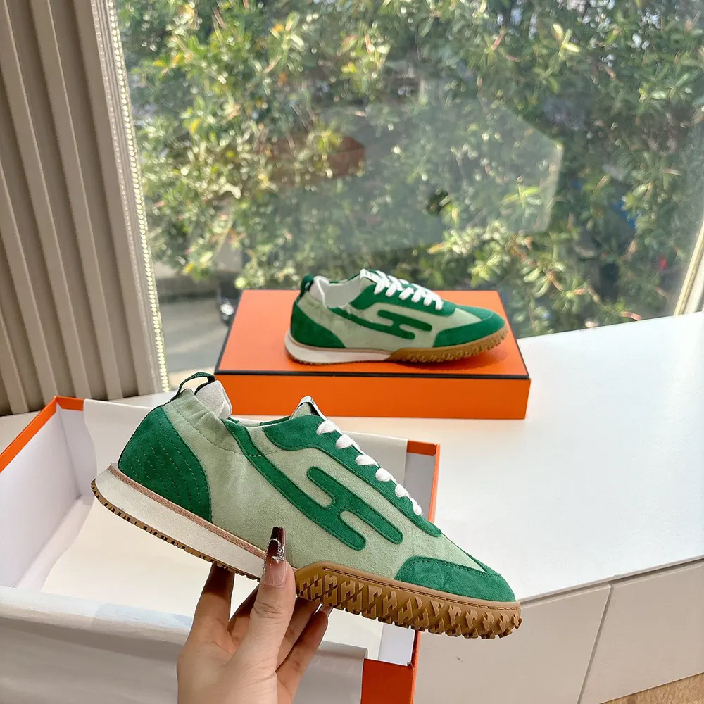 Hermes Unisex Jet Sneaker in Technical Canvas and Suede Goatskin-Green 7 Hermes Unisex Jet Sneaker in Technical Canvas and Suede Goatskin-Green