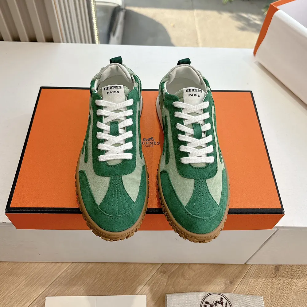 Hermes Unisex Jet Sneaker in Technical Canvas and Suede Goatskin-Green 5 Hermes Unisex Jet Sneaker in Technical Canvas and Suede Goatskin-Green