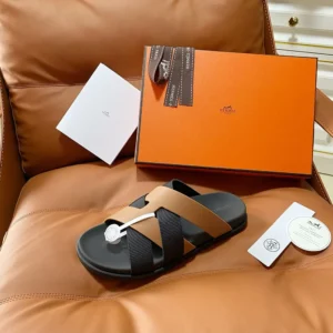 Hermes Unisex Kazimir Sandal-Brown/Black H251975ZHA3395